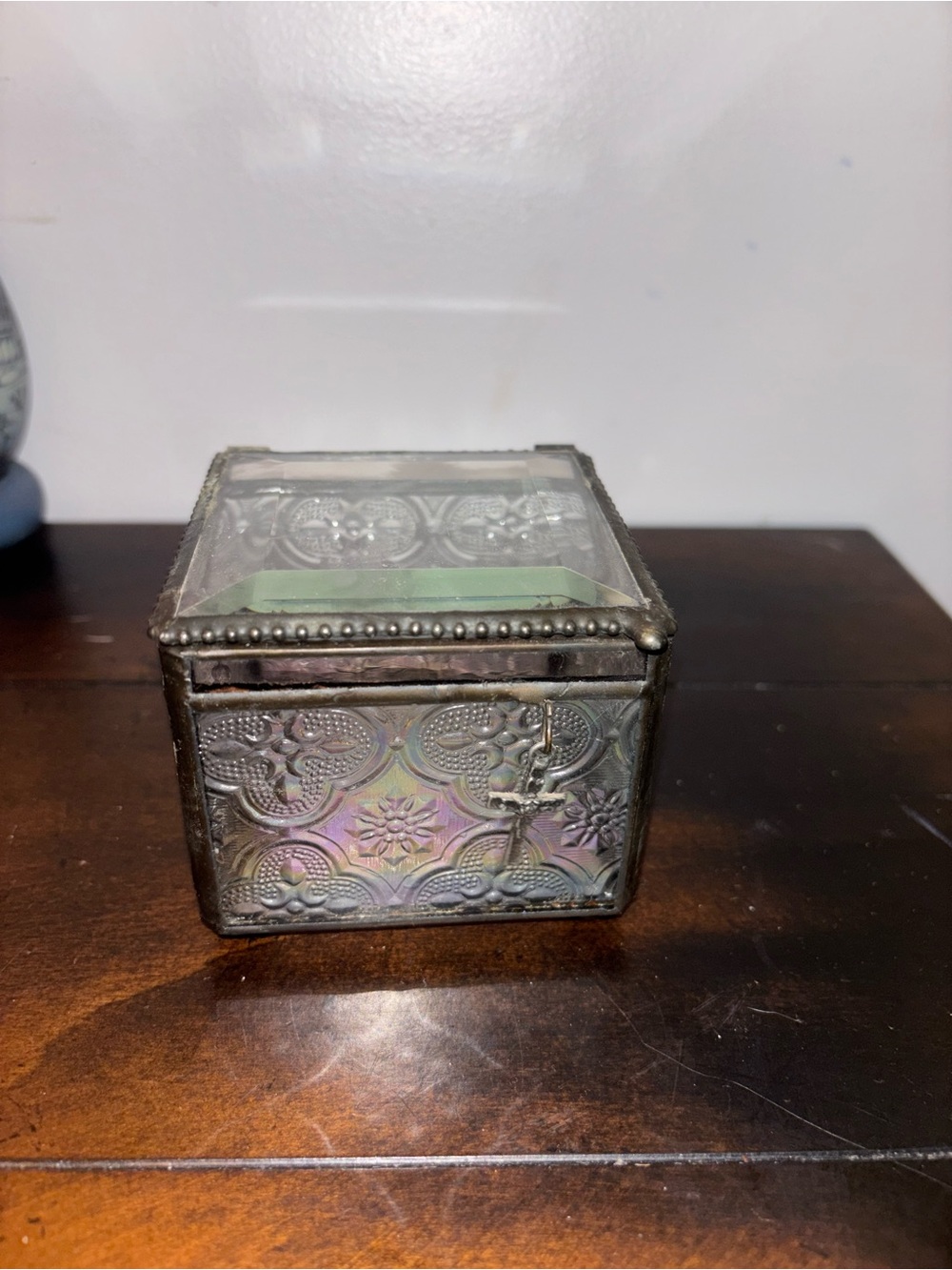J. Devlin Glass Art iridescent stained glass keepsake box